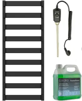 Doplnky do kúpeľne CERANO - Kúpeľňový elektrický radiátorový set Adriano - 600W - čierna matná - 1200x500 mm CER-585424