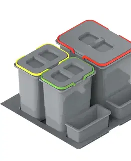 Koše na triedenie odpadkov Nádoba na odpad Praktiko 60 trojdielna (1x20l + 2x9l)