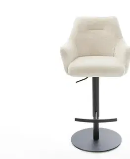 Barové stoličky DELIFE Barová stolička Alja-Flex plyšový manšester krémovo biela otočná podstava výškovo nastaviteľná kov čierna vrecková pružina