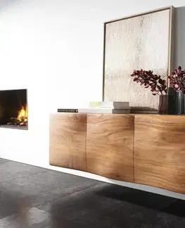 Komody DELIFE Komoda New Live-Edge 145 cm akácia prírodná závesné 3 dvierka