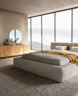 Čalúnené postele DELIFE Čalúnená posteľ Coperti 180x200 cm bouclé krémovo biela