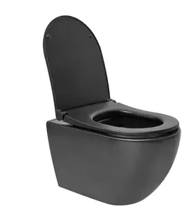 Záchody Wc s doskou softclose závesné VitrA S60 čierna mat zadný odpad 7510-083-6319 7510-083-6319