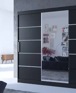Šatníkové skrine ArtAdrk Šatníková skriňa SALTO | čierna 250 cm