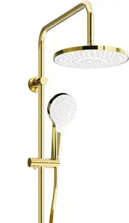 Sprchy a sprchové panely MEXEN/S - KT05 sprchový stĺp s termostatickou batériou, zlato / biela 771500593-50