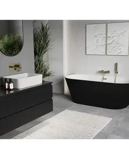 Vane MEXEN/S - Oris voľne stojaca vaňa nástenná reliéf 170 x 80, biela/čierna, sifón a prepad zlatá kartáčovaná 52871708075-55
