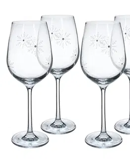 Poháre KONDELA Snowflake Vino pohár na víno (4 ks) 450 ml priehľadná / biela