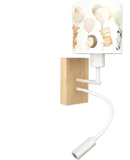 Svietidlá BRILAGI - LED flexibilná lampa BOBO WOOD 1xE27/25W/230V + LED/3W dub/biela/zvieratká BG1565+BG5577