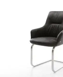 Jedálenské stoličky DELIFE Jedálenská stolička Zelia-Flex s opierkami mikrovlákno antracitová vintage jedálenská stolička plochý nerezová oceľ vrecková pružina