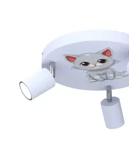Svietidlá  Detské bodové svietidlo FUN 3xGU10/8W/230V modrá/mačka 9325