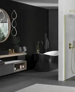 Sprchové dvere MEXEN/S - Kyoto Sprchová zástena WALK-IN 90 x 30, transparent, zlatá kartáčovaná 800-090-212-55-00-030