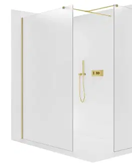 Sprchovacie kúty CERANO - Sprchová zástěna Walk-in Onyx T L/P - 8 mm - hranatá vzpěra - zlatá, mléčné sklo - 90x90x200  CER-8050BD3687