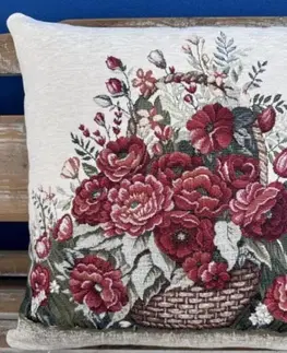 Posteľná bielizeň Kinekus Obliečka na vankúš gobelínová celoročná KVETINOVÝ KOŠÍK, 42x42cm