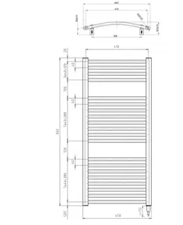 Radiátory do kúpeľne AQUALINE - ORBIT-E elektrické vykurovacie teleso, oblé, 450x960 300 W, biela ILEO94T