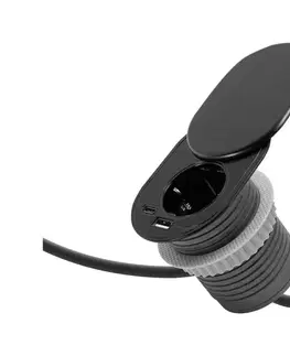 Predlžovacie káble  Vstavaná zásuvka s posuvným viečkom 1 zásuvka + USB-C + USB-A čierna 20463BK