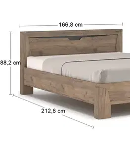 Postele NABBI Soraya LB-160 manželská posteľ s roštom 160x200 cm dub tabaco / wenge