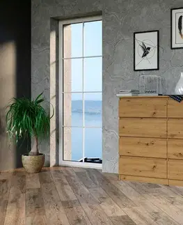 Komody a skrinky Široká komoda so zásuvkami WALMA M8 120, dub artisan