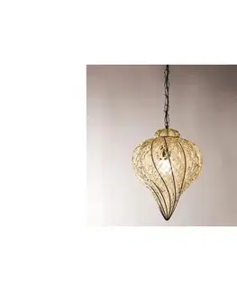 Svietidlá SIRU - Luster na reťazi GOCCIA 1xE27/60W/230V pr.25 cm béžová/hnedá benátske sklo MS111-035ABB