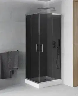 Vane MEXEN/S - Rio štvorcový sprchovací kút 80 x 80, grafit, chróm + vanička Rio 860-080-080-01-40-4510