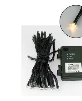 Vianočné dekorácie  LED vonkajší svetelný reťazec 100× LED, 2 režimy, 3× AA, 10,8 m, IP44, teplá biela P489