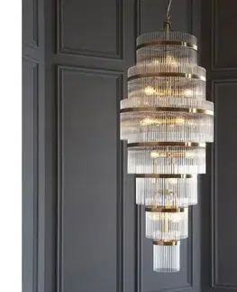 Svietidlá Endon 112793 - Luster na reťazi MARIETTA GRAND 21xE14/6W/230V mosadz/číra 112793