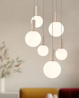 Stropná svetla Lampa wisząca Testa beżowa białe klosze kule 6x10W G9 regulowana