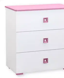 Komody so zásuvkami Komoda Bb05  bielo+ružová