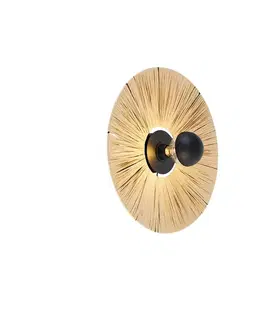 Nástenné osvetlenie Rustikálna nástenná lampa čierna s lanom 45 cm - Leia