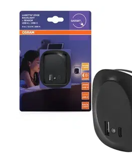 Svietidlá Osram- LED Nočné svietidlo do zásuvky so senzorom a USB LUNETTA LED/12,5W/230V 4099854532078