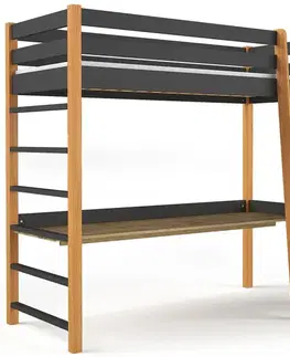 Postele pre dievčatá Posteľ Niko 80x190 Čierna/Prírodný Dub
