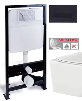 Závesné wc sety PRIM predstenový inštalačný systém s čiernym tlačidlom 20/0044+ WC INVENA TINOS  + SEDADLO PRIM_20/0026 44 NO1