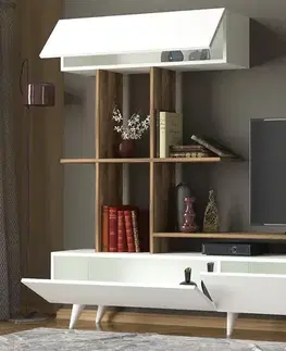 Nábytkové zostavy VIOLA TV stena, biela / orech