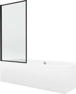 Sprchové dvere MEXEN/S - Cube obdĺžniková vaňa 180 x 80 cm s panelom + vaňová zástena 70, čierna vzor 550518080X9307017070
