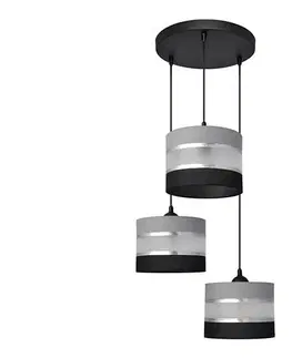 Svietidlá  Luster na lanku HELEN 3xE27/15W/230V čierna/šedá/strieborná W-KD 0801/3 BK-B +GR+SL+MAT+BK