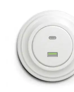 Predlžovacie káble lap - Retro USB zásuvka A+C s rámčekom v snehobielej farbe KA0151+KA0157