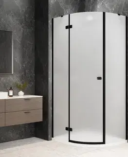 Sprchové dvere POLYSAN - GLOBE BLACK štvrťkruhová sprchová zástena 900x800, matné sklo, ľavá GB2980MLB