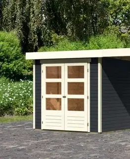 Zahradné domčeky Drevený záhradný domček ASKOLA 2 s prístavkom 280 Lanitplast