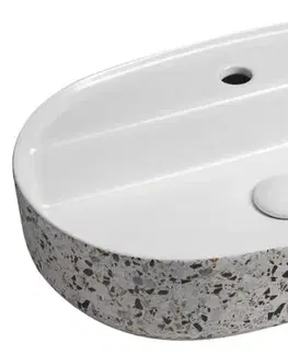Umývadlá ISVEA - INFINITY OVAL keramické umývadlo na dosku, 60x40cm, terrazzo 10NF65060-2L-TRZ