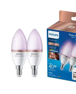 Žiarovky Sada 2x stmievateľných LED RGB žiaroviek Philips SMART C37 E14/4,9W/230V 2200-6500K 8719514372726