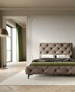 Čalúnené postele DELIFE Čalúnená posteľ Nayara 140x200 cm mikrovlákno taupe vintage