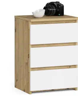Nočné stolíky Dizajnový nočný stolík SHEEN40, hnedý / biely