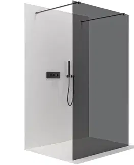 Sprchové dvere CERANO - Sprchová zástena Walk-in Onyx Duo Ľ/P - 8 mm - hranatá vzpera - čierna matná, grafitové sklo - 130x200 CER-8050BD2012