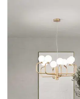 Svietidlá Ondaluce - Luster JEPPY na lanku 8xG9/7W/230V, priemer 78,5 cm, zlatá/biela SO.JEPPY/ORO