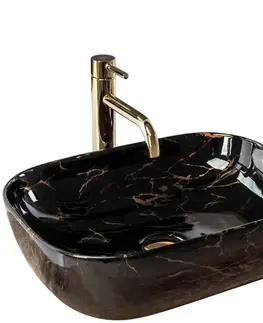 Umývadlá REA - Umývadlo na dosku Belinda Marble Shiny 46,5x33 čierna REA-U8907