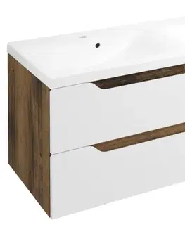 Umývadlá SAPHO - WAVE dvojumývadlová skrinka 119,7x50x47,8cm, biela/dub collingwood WA120-3019