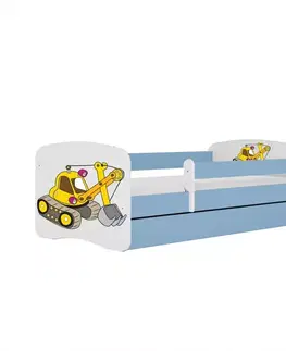 Postele pre dievčatá Detská Posteľ. Babydreams+Sz+M Modrá 80x160 Rýpadlo