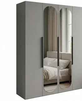 Šatníkové skrine Skriňa Malmo 160 sivá + zrkadlá