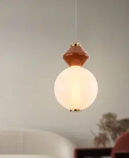 Stropná svetla FLORES lampa wisząca mosiężny+brązowy 7W LED 3000K klosz biały