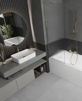 Sprchové dvere MEXEN/S - Next vaňová zástena FIX 60 x 150, prúžky, zlatá 895-060-000-00-09-50