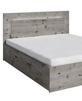 Postele KONDELA Togos posteľový rám s led osvetlením 160x200 cm dub welington