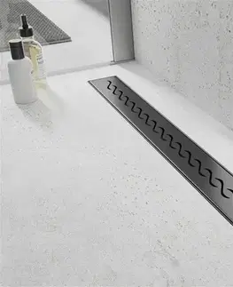 Sprchovacie kúty MEXEN/S - Flat M18 odtokový žľab 90 cm čierny 1723090-15